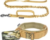 Tactical Dog Collar and Leash Set Adjustable Durable Big Dog Collars Leashes Hunting Training for Medium Large Dogs Accessories