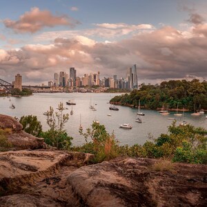 Impressão em tela do porto de Sydney, mirante de Berrys Bay, decoração de parede para sala de estar, arte de parede, horizonte, fotografia de belas artes, Carradah Park, Sydney CBD