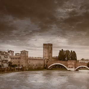 Canvasafdruk brug Castelvecchio: muurkunst Verona, Italië
