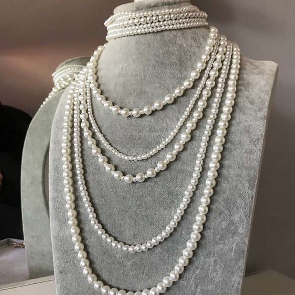 Multi Strand Pearl Necklace Etsy