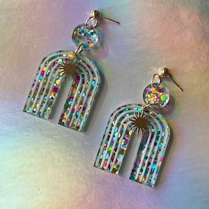 Glitzer Regenbogen Ohrringe