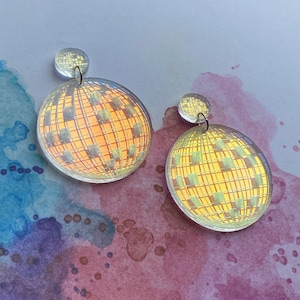 Iridescent Disco Ball Earrings