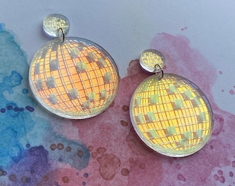NICENEEDED 3 Paia Orecchini Pendenti A Sfera Discoteca - Specchio Argento Anni '60 - Gioielli Punk Mirrorball - 3