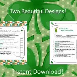 St Patrick&#39;s Day Selfie Scavenger Hunt for Adults, Teens, Families, Team Building Clean Online