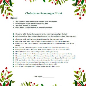 Selfie Christmas Scavenger Hunt for Adults, Teens, Families