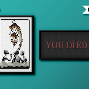 Bloodborne bundle - Lamp - YOU DIED - Videogame - Cross stitch pattern (instant download PDF)