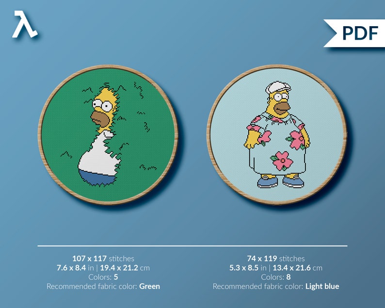 Homer Simpson The Simpsons King Size Bush Meme Bundle Cross stitch pattern instant download PDF image 1