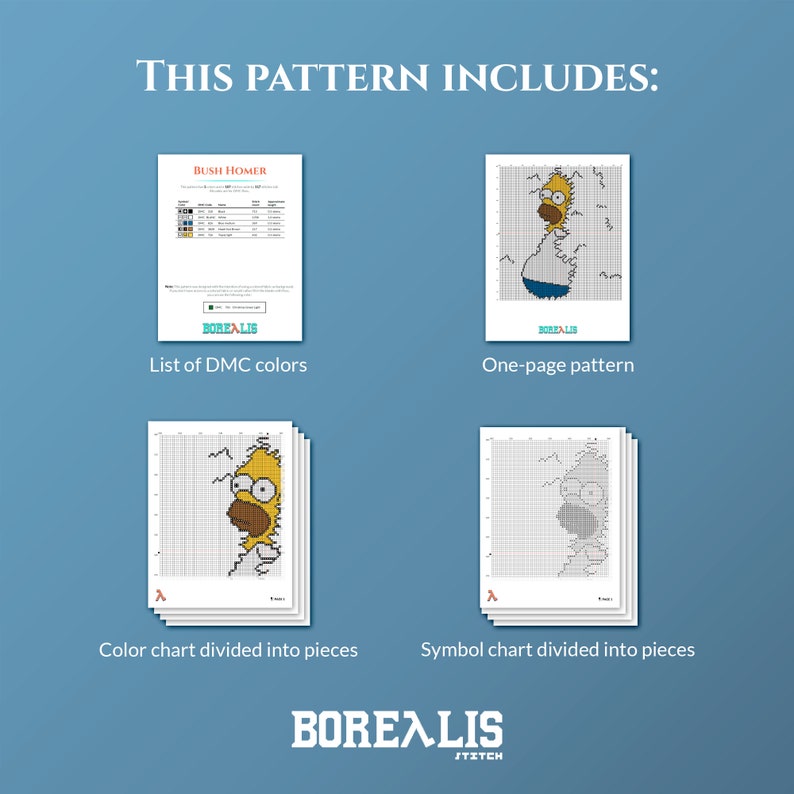 Homer Simpson The Simpsons King Size Bush Meme Bundle Cross stitch pattern instant download PDF image 5