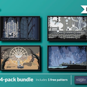 Hollow Knight - 4 pack - Videogame - Cross stitch pattern (instant download PDF)
