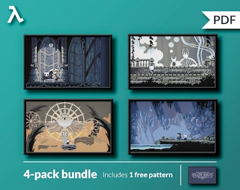 Hollow Knight - 4 pack - Videogame - Cross stitch pattern (instant download PDF)