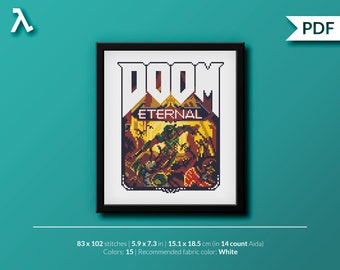 DOOM - Doom Eternal - Videogame - Cross stitch pattern (instant download PDF)