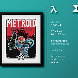Metroid - Dread - Cover - Videogame - Cross stitch pattern (instant download PDF)