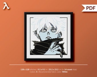 Sorcerer - Teacher - black & white - Anime - Manga - Cross stitch pattern (instant download PDF)
