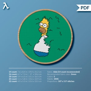 Homer Simpson The Simpsons King Size Bush Meme Bundle Cross stitch pattern instant download PDF image 2