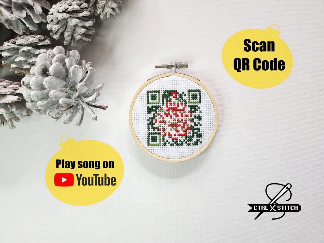 Sleigh Ride QR Code Cross Stitch Ornament Pattern, Plays Christmas Song ...