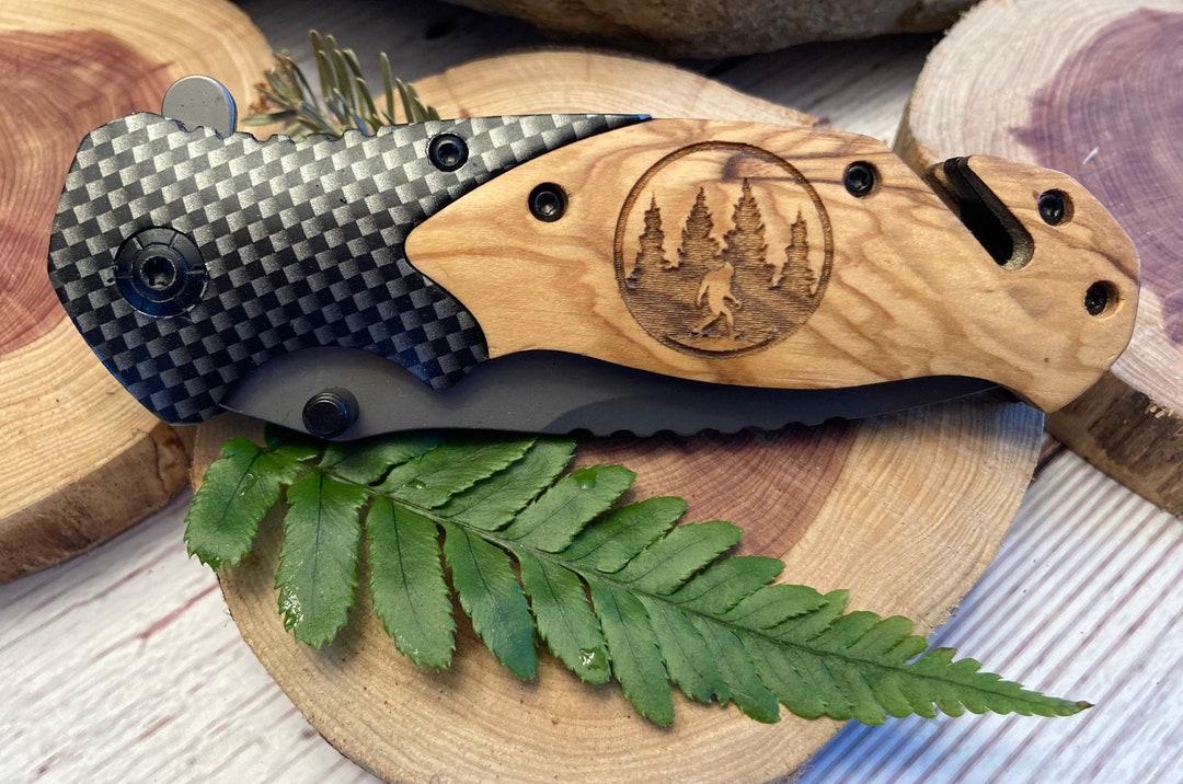 Bigfoot in Circle Pocket Knife Etsy