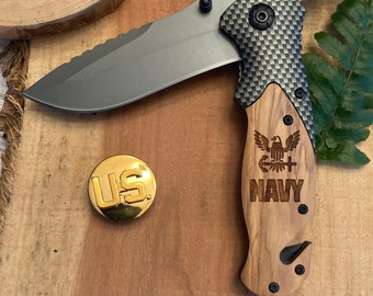 NAVY, Olive Wood Handle Pocket Knife