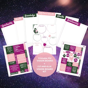 Printable Vision Board + Kit (with Quotes, Affirmations & Words)