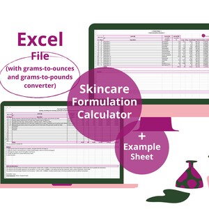 Skincare Formulation Sheet and Calculator (printable PDF + Excel ...