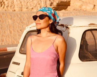 Liberty Luxury Silk Headscarf & Scrunchie 'Jessica's Picnic'