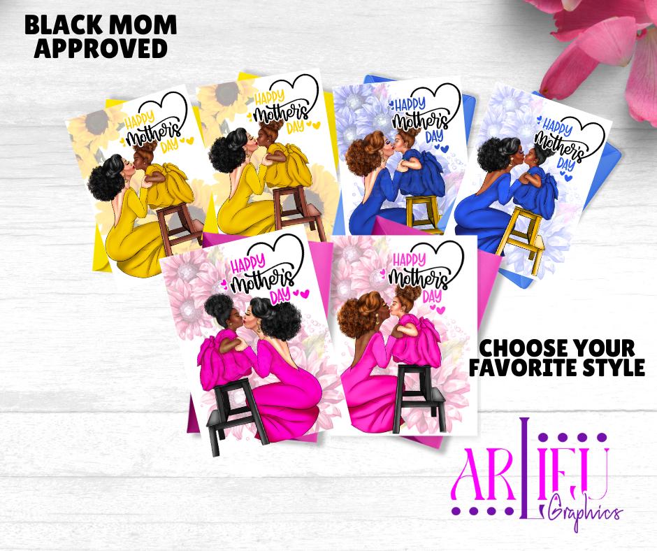 African American Mother's Day Card: Melanin Mom and Daughter Art - Etsy