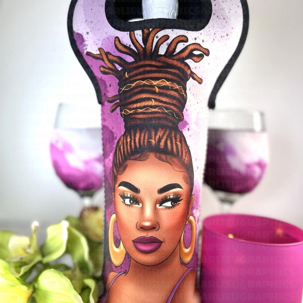 Personalized Christmas Gift for Wine lovers, Gift Basket ideas for her, Women with locs, Black Women Natural hair Styles