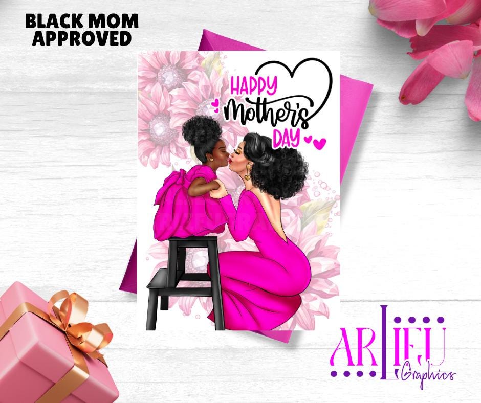 African American Mother's Day Card: Melanin Mom and Daughter Art - Etsy