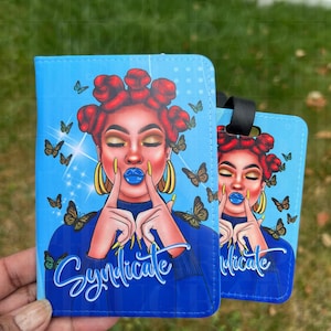 Capa de passaporte personalizada, mulheres afro-americanas, carteira de viagem para mulheres negras, porta-vacinação mágico para mulheres negras, cabelo natural