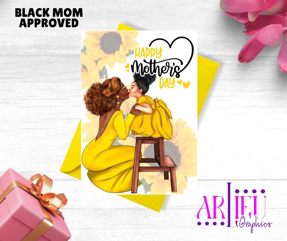 African American Mother's Day Card: Melanin Mom and Daughter Art - Etsy