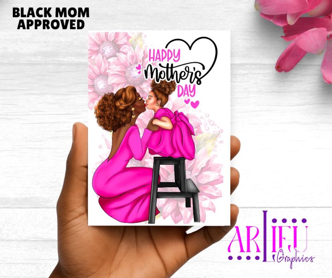African American Mother's Day Card: Melanin Mom and Daughter Art - Etsy