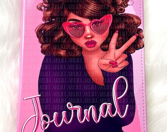 Diario personalizzato da donna nera: quaderno regalo in similpelle