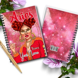 Personalisiertes Widder Journal für Frauen, schwarze Mädchen magische Ermächtigung, Selbstpflege Geschenke, handgemachte Notizbücher, kleine schwarze Unternehmen,