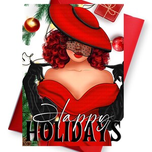 Cartes de Noël noires, voeux de vacances afro-américaines, vacances ethniques, voeux de saison, magie fille noire handmad, cadeau pour maman et mère
