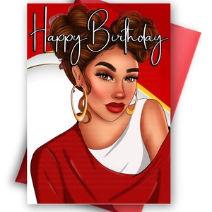 Cartes de joyeux anniversaire pour elle, produits inspirés de la sororité pour femmes, cartes faites main afro-américaines, femmes noires, fraternité