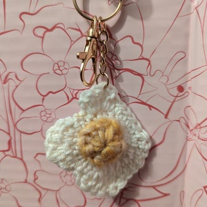 Egg Yolk Crochet Keychain