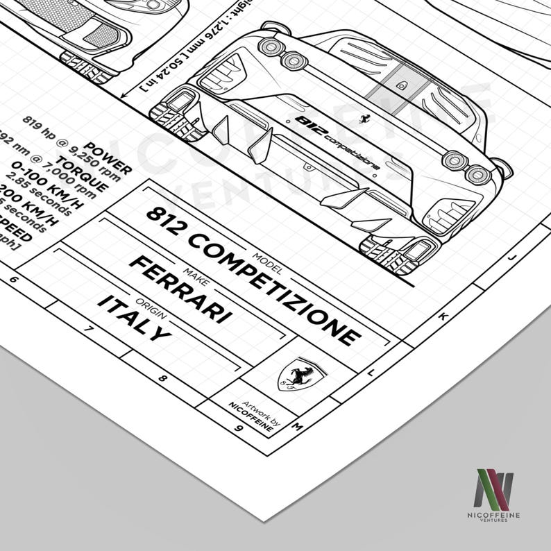 Ferrari 812 Competizione White Background Minimalist Super Car / Hyper ...