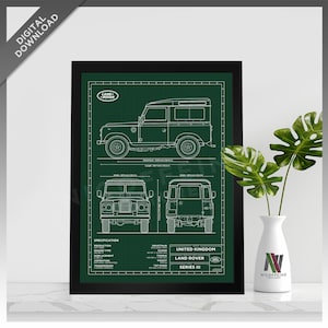 Land Rover Series III SWB Series 3 Minimalist Car Blueprint Style for Large Poster Print / Wall Art | Digital Download | Printable