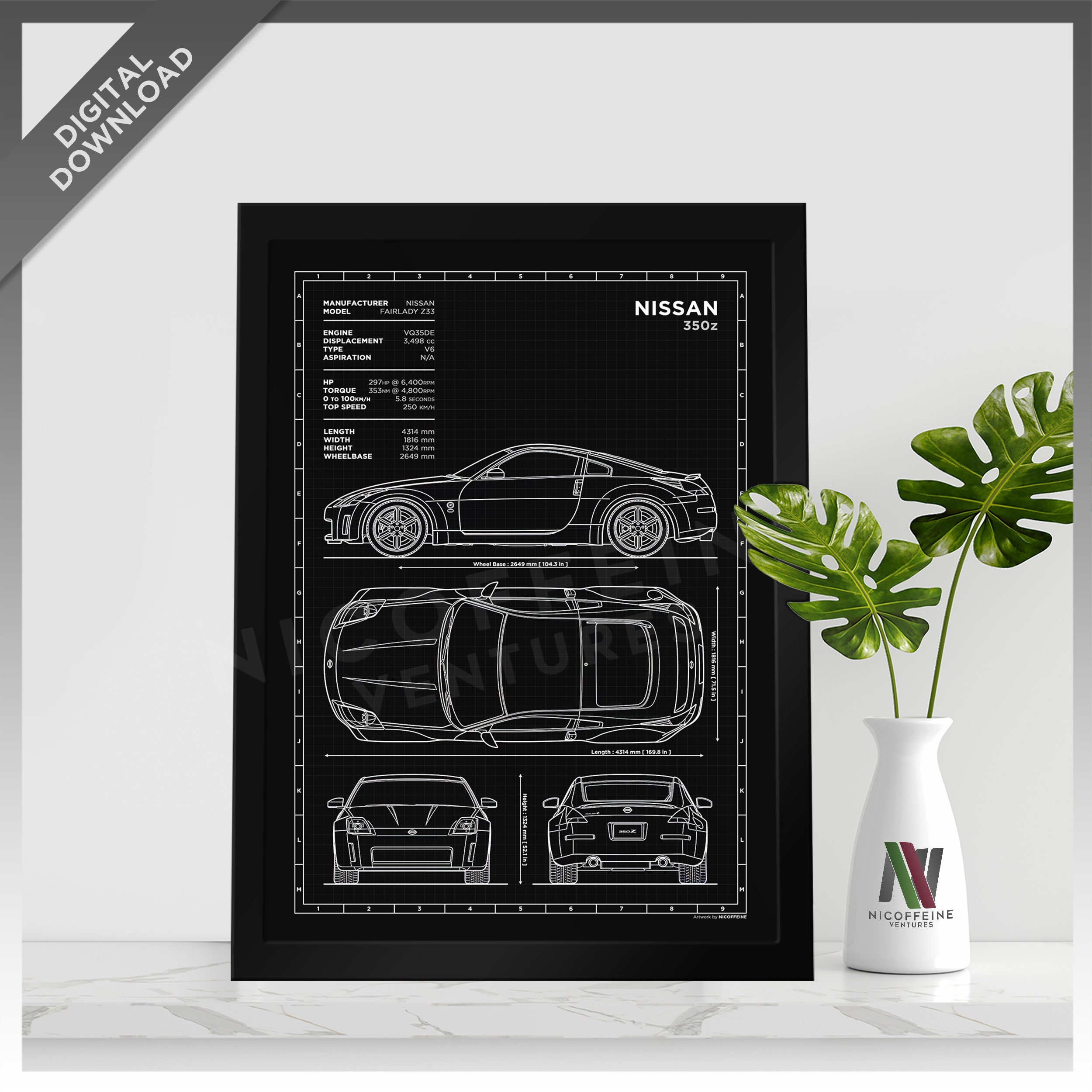 Mazda Rx7 Blueprint - Etsy