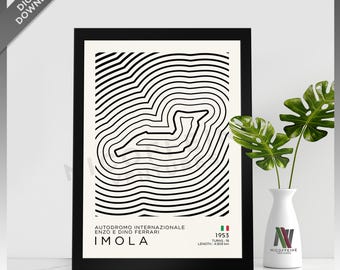 Bauhaus Inspired Imola Circuit Autodromo Enzo e Dino Ferrari F1 MotoGP for Large Poster Print / Wall Art | Digital Download | Printable