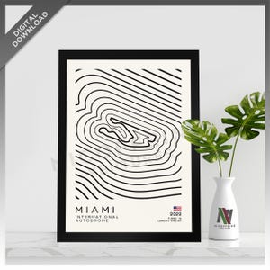 Bauhaus Inspired Miami International Autodrome Circuit F1 MotoGP Minimalist for Large Poster Print / Wall Art | Digital Download | Printable