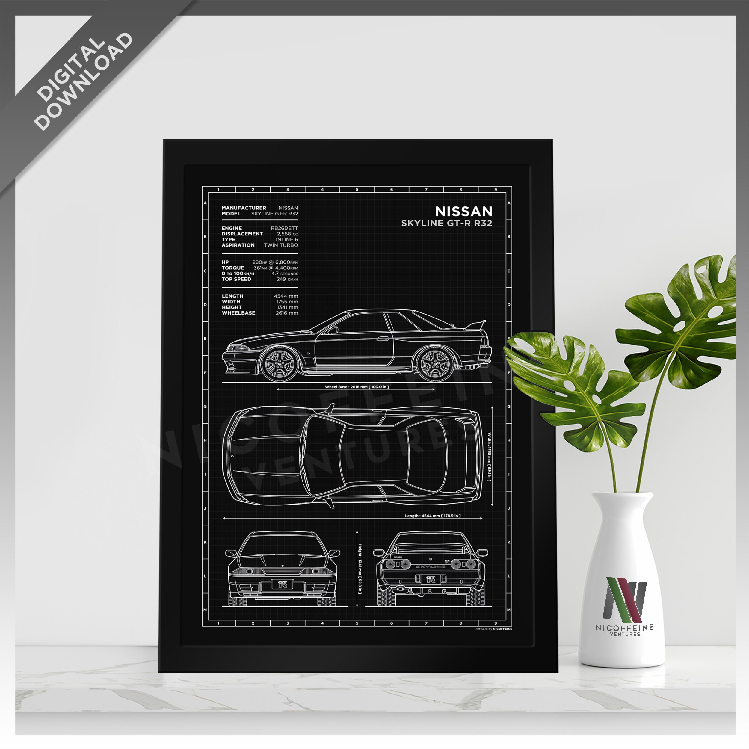 Nissan gtr blueprint - Etsy 日本