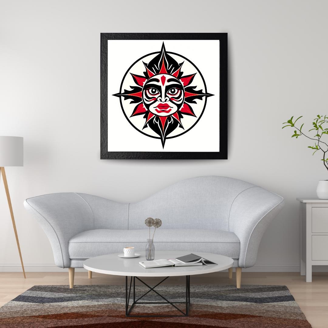 Digital Tribal Sun Mask Wall Art, Native American Art Print ...