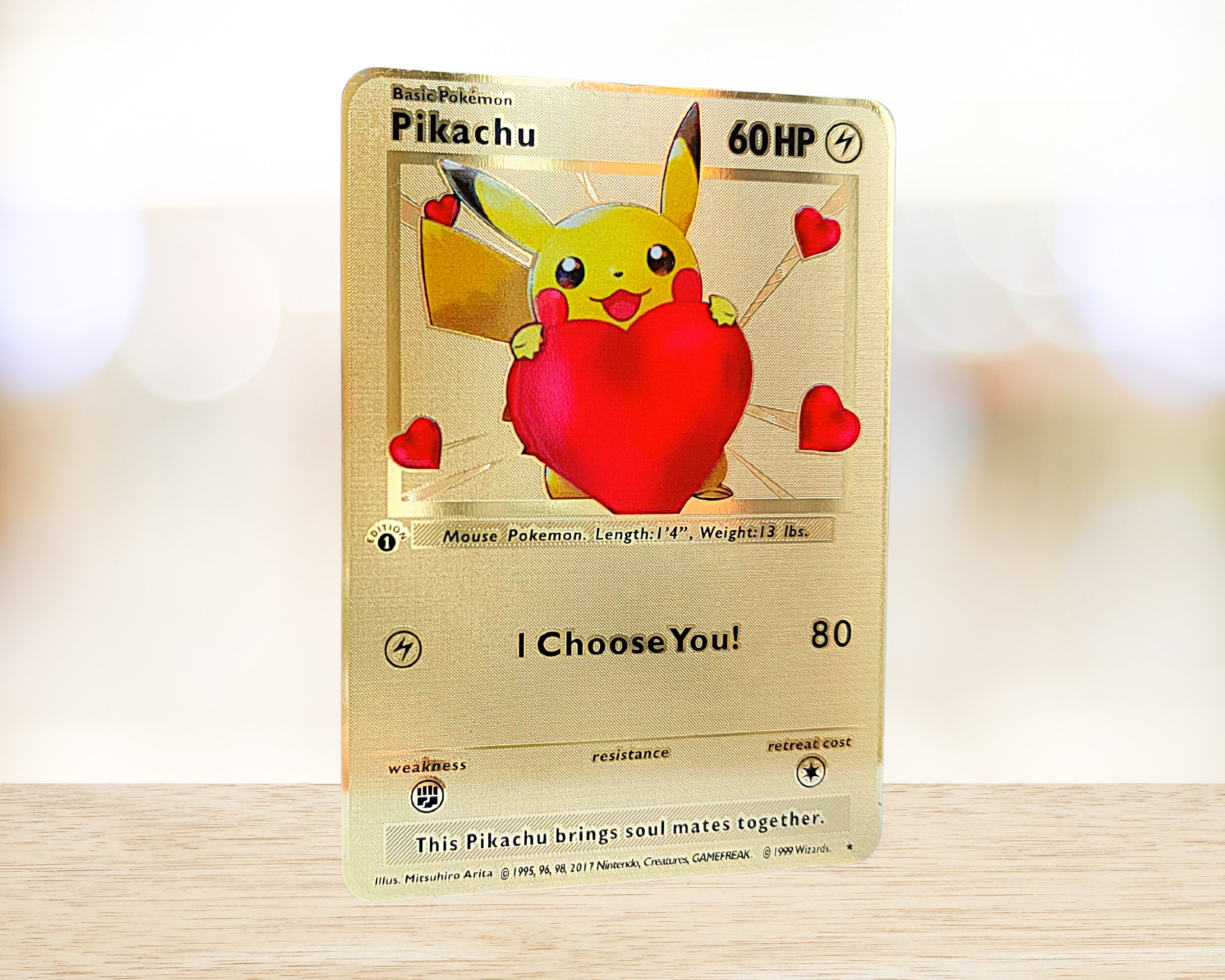 Pikachu i choose you pokemon gold metal card valentines & - etsy