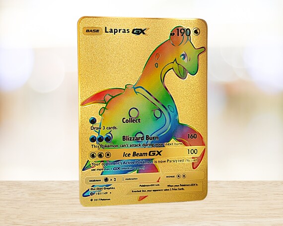 Lapras Gx Pokemon Rainbow Gold Metalen Kaart Etsy Nederland