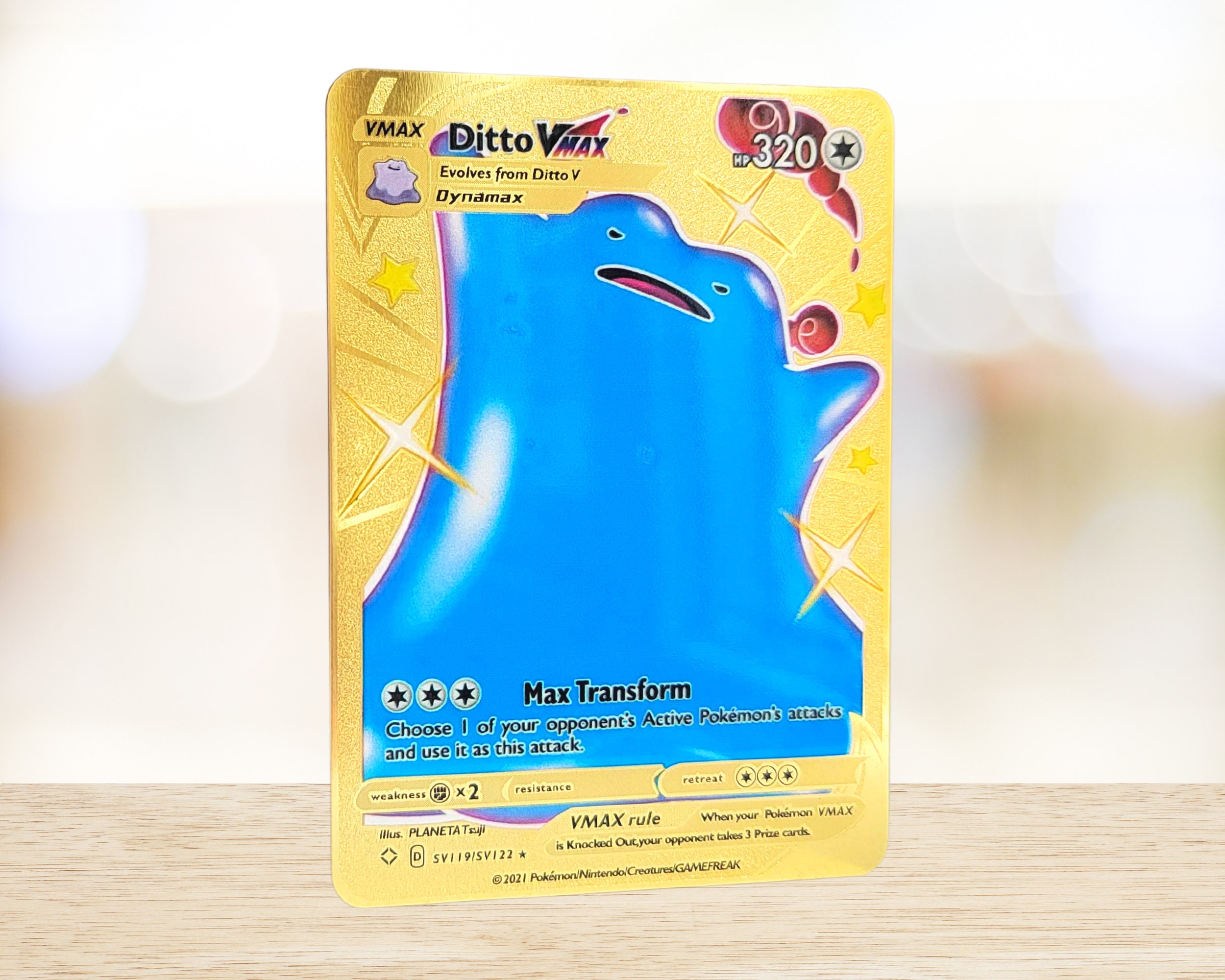 Ditto Vmax Pokemon Gold Metal Card Etsy
