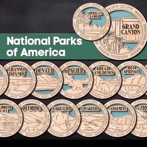 Handmade Mini National Park Wood Magnets: Camping Souvenirs