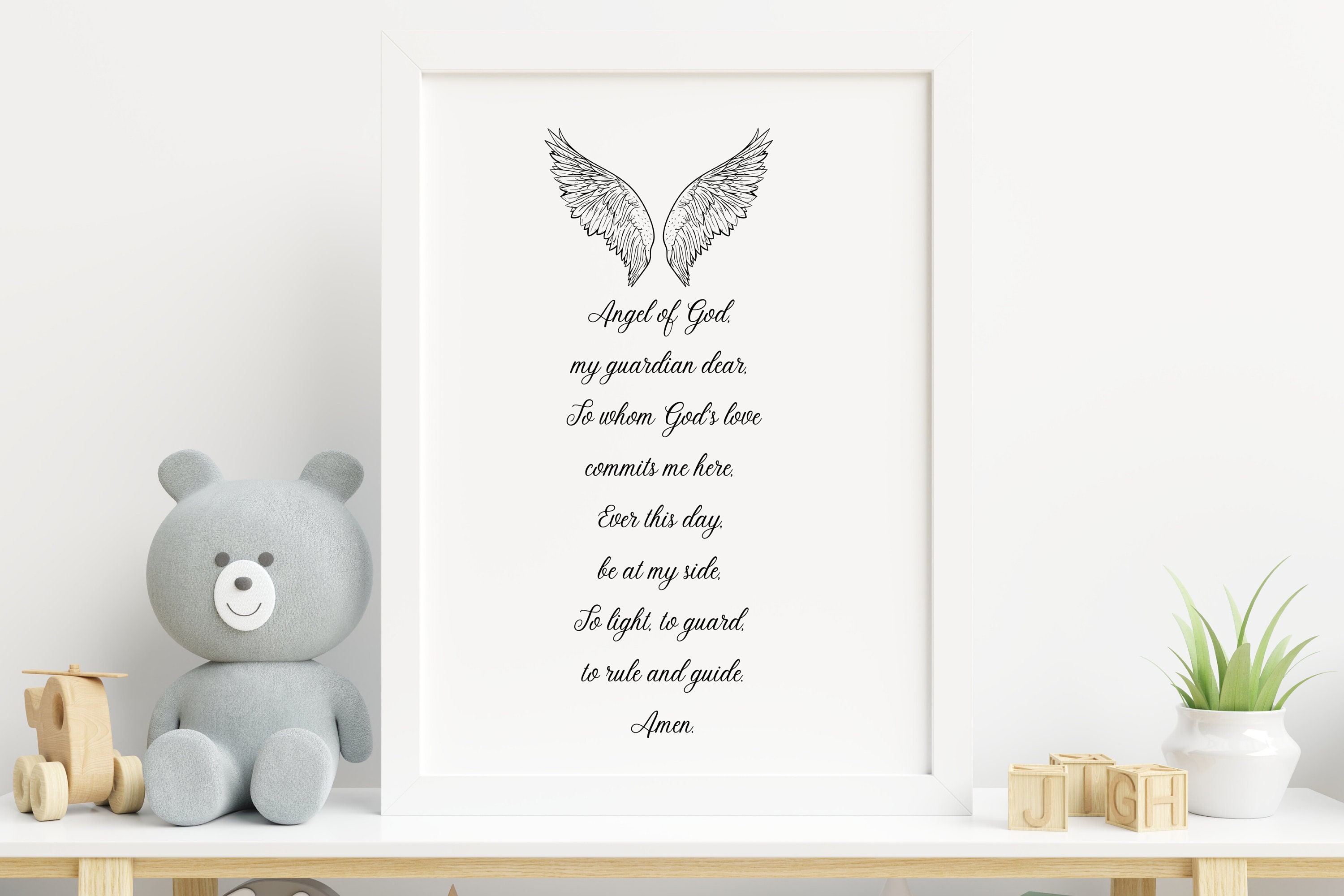Guardian Angel Prayer Kids Art Print, Angel of God My Guardian Dear ...