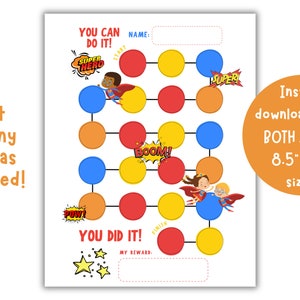 Reward Chart, super hero kids Potty Training Chart, Toddler Behaviour Chart, Kids Routine Chore Chart, Sticker Chart  for Boys, reward