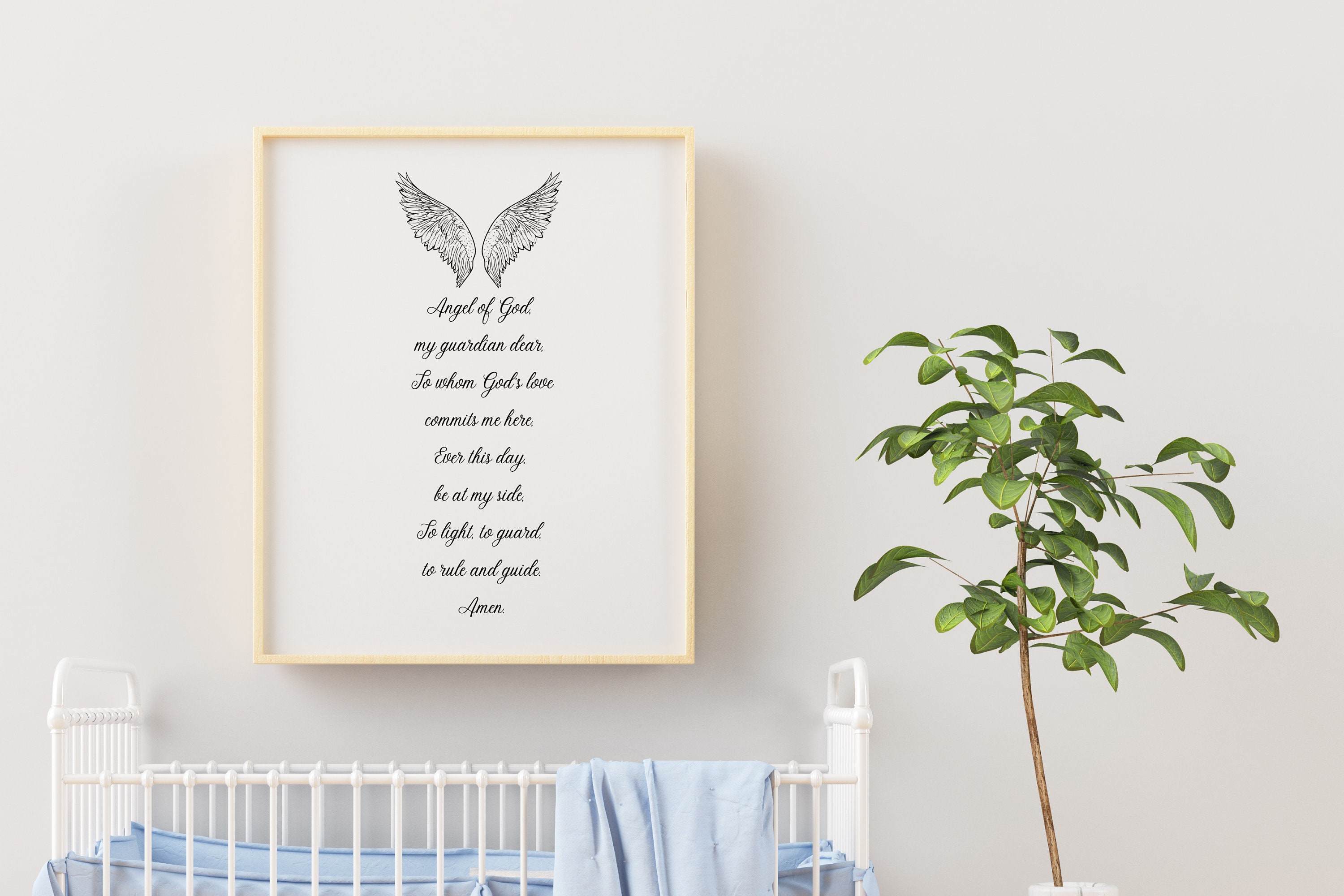 Guardian Angel Prayer Kids Art Print, Angel of God My Guardian Dear ...