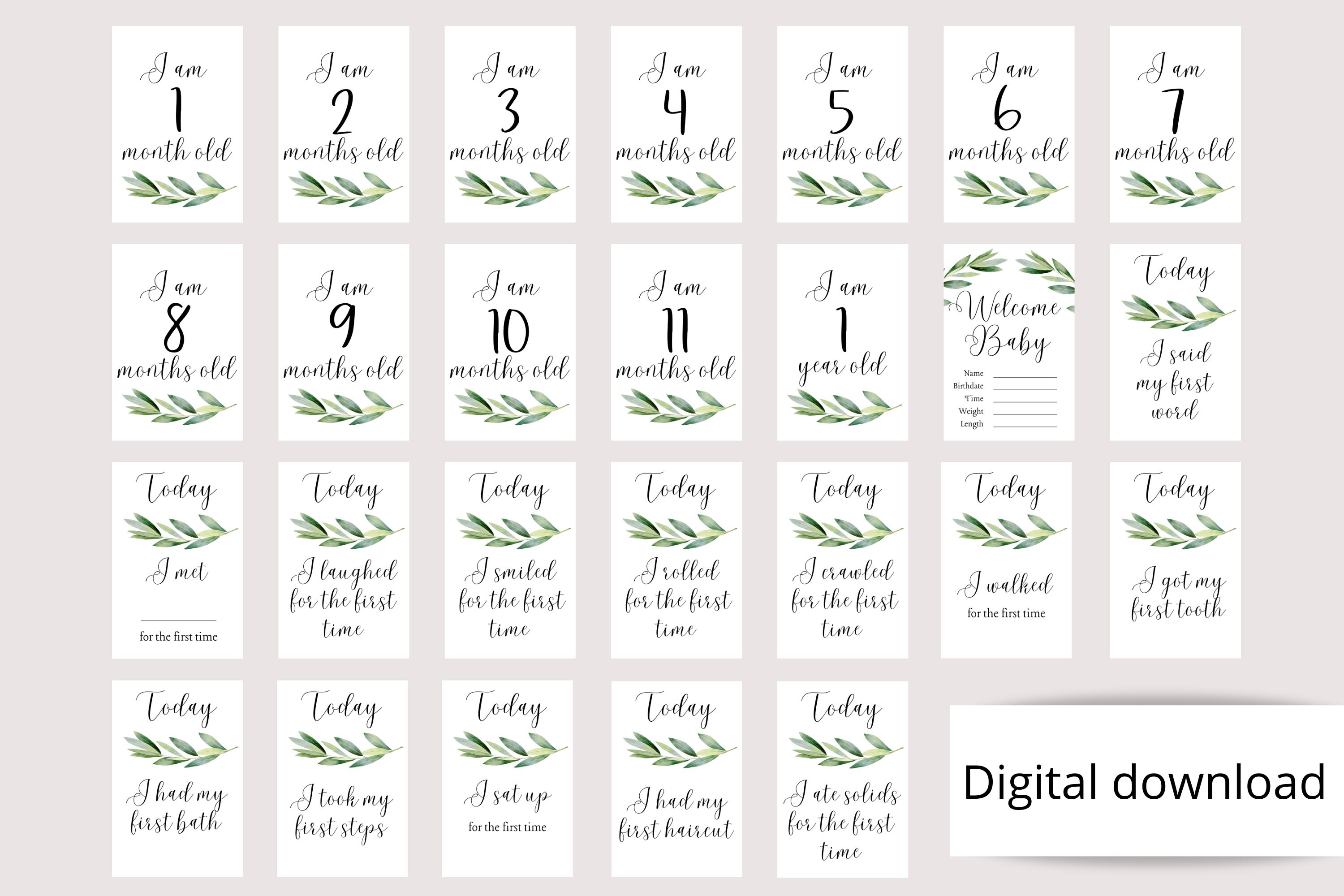 Unisex Baby Milestone Cards Newborn Monthly Cards Minimalist - Etsy